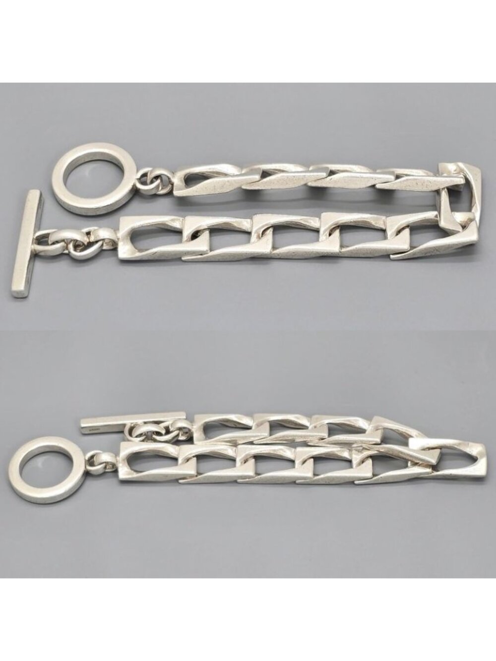 Gucci Figaro Chain Bracelet 16 cm Star Ring Silver Toggle Closure Logo 19.8 cm - Picture 5 of 10